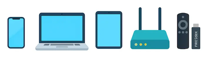 スマホ・PC・タブレット、ルーターまで幅広く対応NordVPNのイラスト