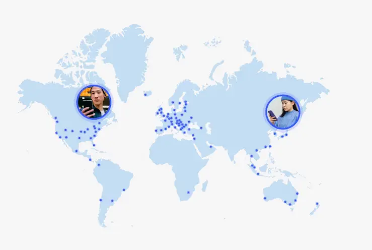 NordVPN公式サイト、世界60か国・6,000台超のサーバーネットワークスクリーンショット