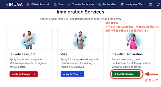 Submit Declarationの選択画面