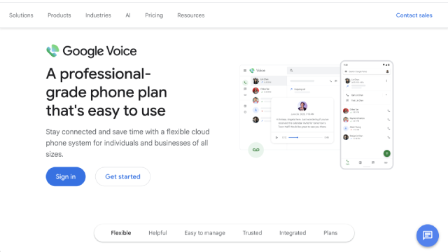 Google Voice公式サイトトップページ
