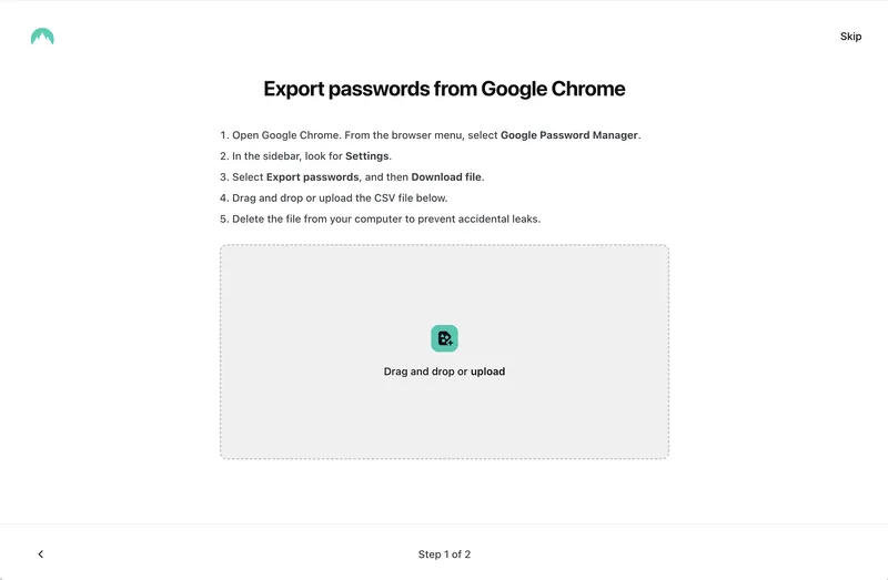 NordPassのChromeエクスポート手順（英語5ステップ）